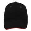 M6001 - Metal Sandwich Peak Cap - Black/Red