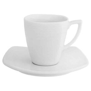 Arctic White Sqaure Espresso Cup And Saucer