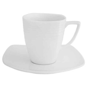 Arctic White Square Tall Cup And Saucer