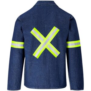 Cast Premium 100% Cotton Denim Jacket – Reflective Arms – Back – Yellow Tape
