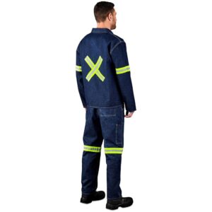 Cast Premium 100% Cotton Denim Jacket – Reflective Arms – Back – Yellow Tape