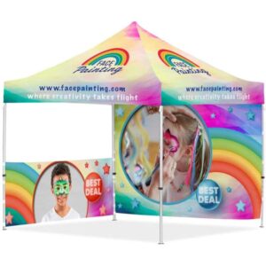 Coated Steel Sublimated Gazebo 3m x 3m – 1 Half-Wall Skin – 1 Full-Wall Skin