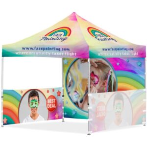 Coated Steel Sublimated Gazebo 3m x 3m – 2 Half-Wall Skins – 1 Full-Wall Skin