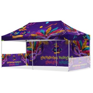 Coated Steel Sublimated Gazebo 6m x 3m – 1 Long Full-Wall Skin – 2 Short Half-Wall Skins