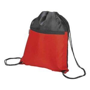 Drawstring Sport Bag with Zip Pocket 210D