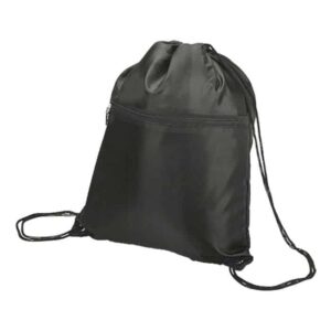 Drawstring Sport Bag with Zip Pocket 210D