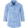 Ladies 3/4 Sleeve Micro Check Shirt – Light Blue