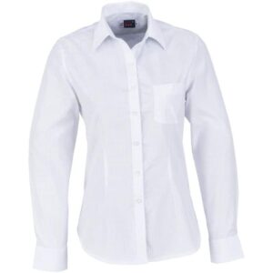 Ladies Long Sleeve Huntington Shirt – White Light Blue