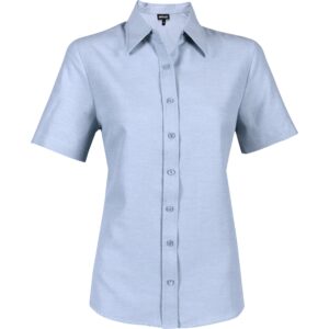 Ladies Short Sleeve Oxford Shirt – Light Blue