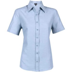 Ladies Short Sleeve Oxford Shirt – Light Blue