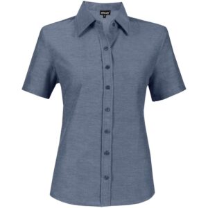 Ladies Short Sleeve Oxford Shirt – Navy