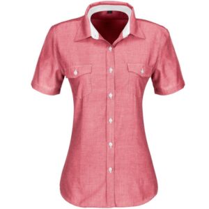 Ladies Short Sleeve Windsor Shirt – Red
