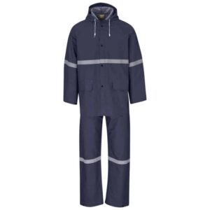 Light Duty Tornado Hi-Viz Reflective Rubberised Rainsuit – Navy