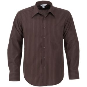Mens Long Sleeve Manhattan Striped Shirt – Brown Old