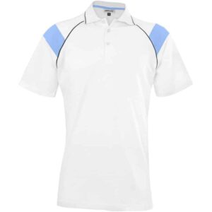 Mens Score Golf Shirt – White Light Blue