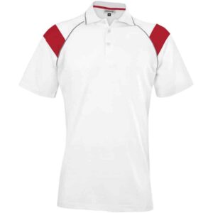 Mens Score Golf Shirt – White Red
