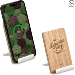 Okiyo Hakka Bamboo – Recycled Aluminium Wireless Charging Phone Stand
