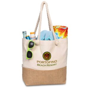 Okiyo Suna Jute & Cotton Beach Bag