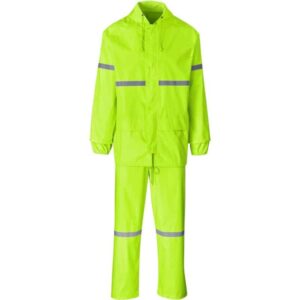 Outdoor Hi-viz Reflective Polyester/PVC Rainsuit – Lime