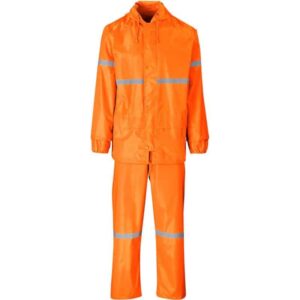Outdoor Hi-viz Reflective Polyester/PVC Rainsuit – Orange