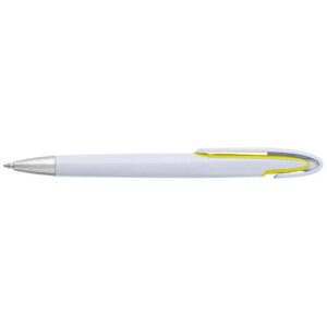 Rounded Clip Ballpoint Pen With White Barrel
