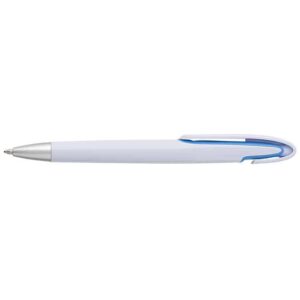 Rounded Clip Ballpoint Pen With White Barrel