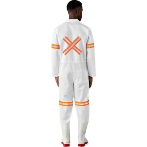 Safety Polycotton Boiler Suit – Reflective Arms Legs – Back – Orange Tape