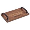 Serendipio Large Farm Style Wooden Tray with Leather Straps