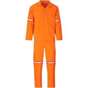Trade Polycotton Conti – Suit Reflective Arms, Legs – Back – Orange Tape