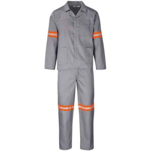 Trade Polycotton Conti – Suit Reflective Arms, Legs – Back – Orange Tape