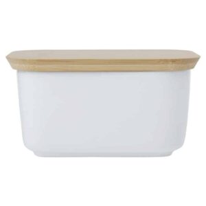 White Basics Butter Dish With Bamboo Lid