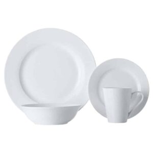 White Basics Cosmopolitan Rim Dinner Set 16 Piece