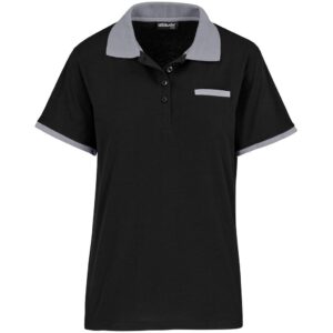 Ladies Caliber Golf Shirt – Black Grey — Ladies Caliber Golf Shirt – Black Grey