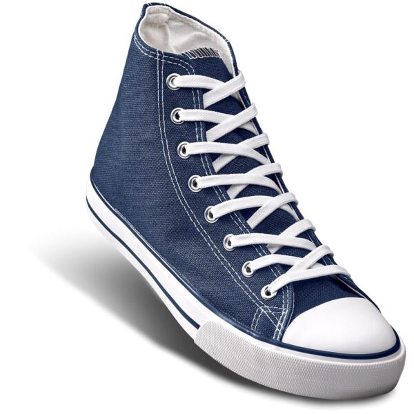 Unisex Retro High Top Canvas Sneaker – Navy — Unisex Retro High Top Canvas Sneaker – Navy