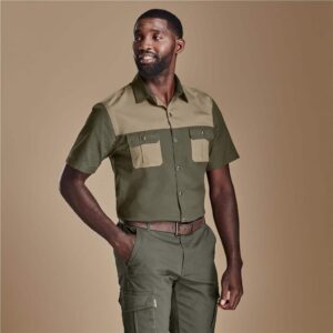 Mens Short Sleeve Serengeti 2-Tone Bush Shirt - Image 3
