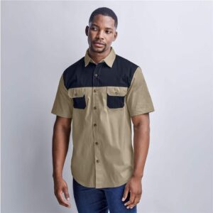 Mens Short Sleeve Serengeti 2-Tone Bush Shirt - Image 4