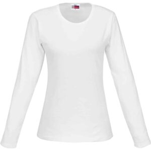 Ladies Long Sleeve Portland T-Shirt – White — Ladies Long Sleeve Portland T-Shirt – White