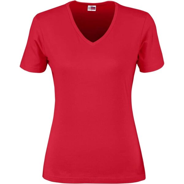 Ladies Super Club 165 V-Neck T-Shirt – Red — Ladies Super Club 165 V-Neck T-Shirt – Red