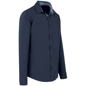 Mens Long Sleeve Warrington Shirt - Navy - Image 3