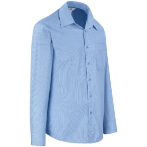 Mens Long Sleeve Micro Check Shirt - Light Blue - Image 2