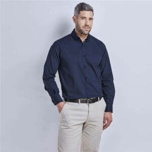 Mens Long Sleeve Brushed Cotton Twill Moderna Shirt - Image 3