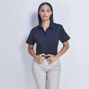 Ladies Short Sleeve Brushed Cotton Twill Moderna Shirt - Image 2