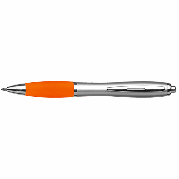 Silver Barrel Curved Design Ballpoint Pen