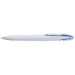 Rounded Clip Ballpoint Pen With White Barrel