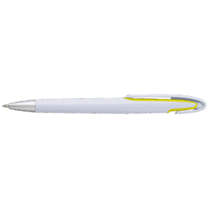 Rounded Clip Ballpoint Pen With White Barrel - Image 2