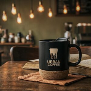 Serendipio Sienna Cork & Ceramic Coffee Mug - 340ml - Image 5