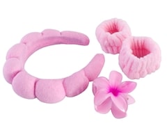 Spa Headband, Wristband & Hair Clip Set