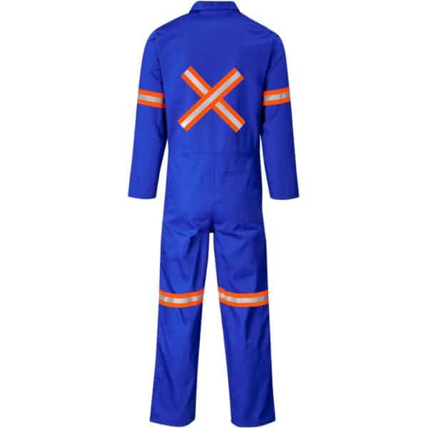 Safety Polycotton Boiler Suit - Reflective Arms Legs & Back - Orange Tape