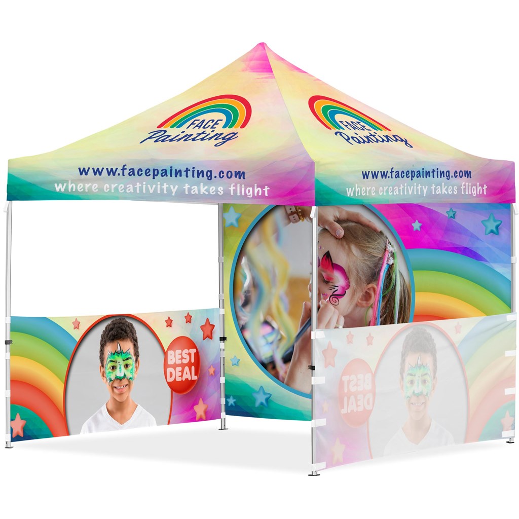 Coated Steel Sublimated Gazebo 3 x 3m – 2 Half-Wall Skins – 1 Full-Wall Skin — Coated Steel Sublimated Gazebo 3 x 3m – 2 Half-Wall Skins – 1 Full-Wall Skin