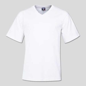170g Combed Cotton V-neck T-shirt – White – While Stocks Last — 170g Combed Cotton V-neck T-shirt – White – While Stocks Last
